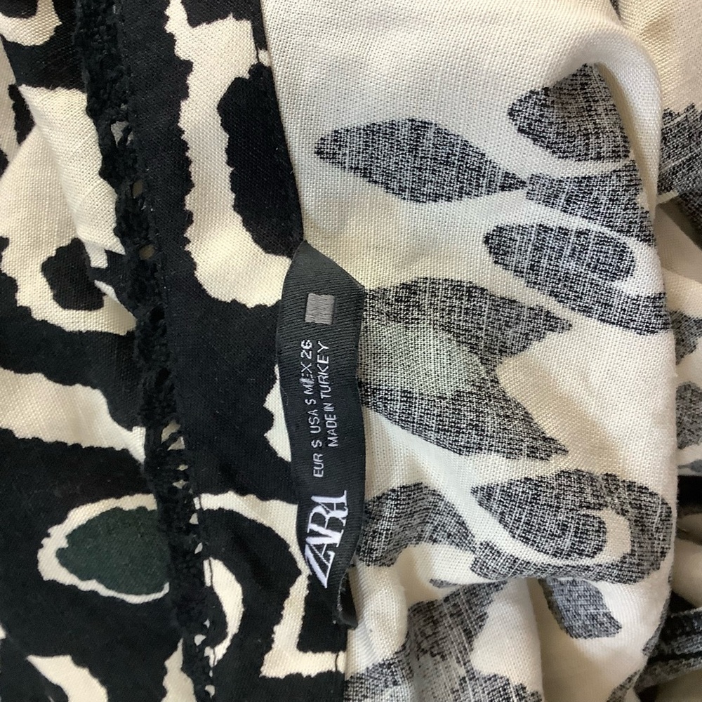 Zara Black and Cream Patterned Women's Dress - Picture 9 of 10